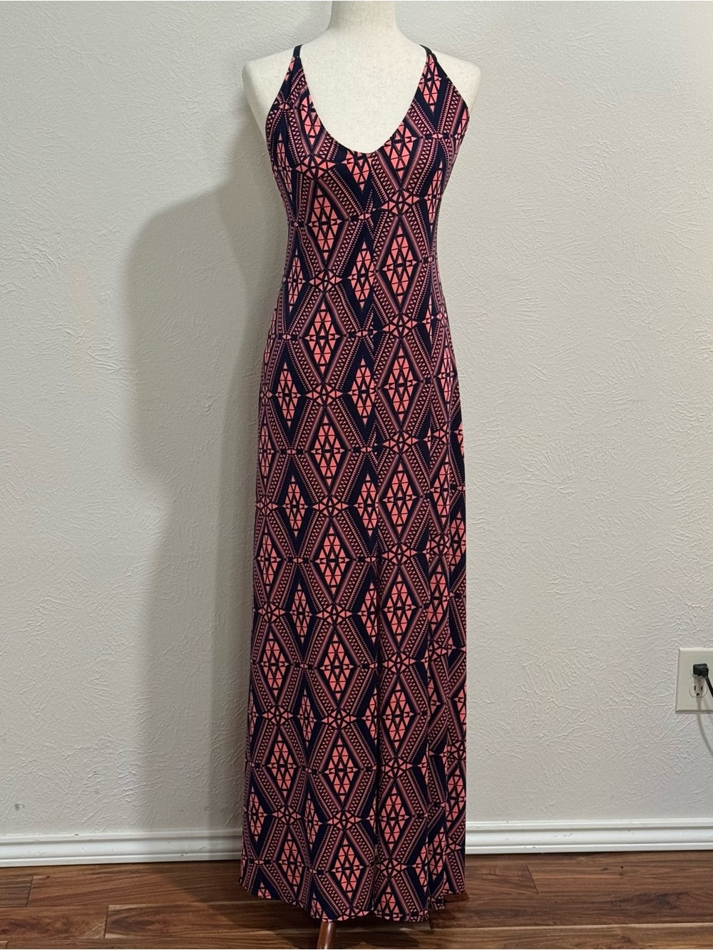 Agaci Agaci Agaci Coral and navy maxi sundress Size L